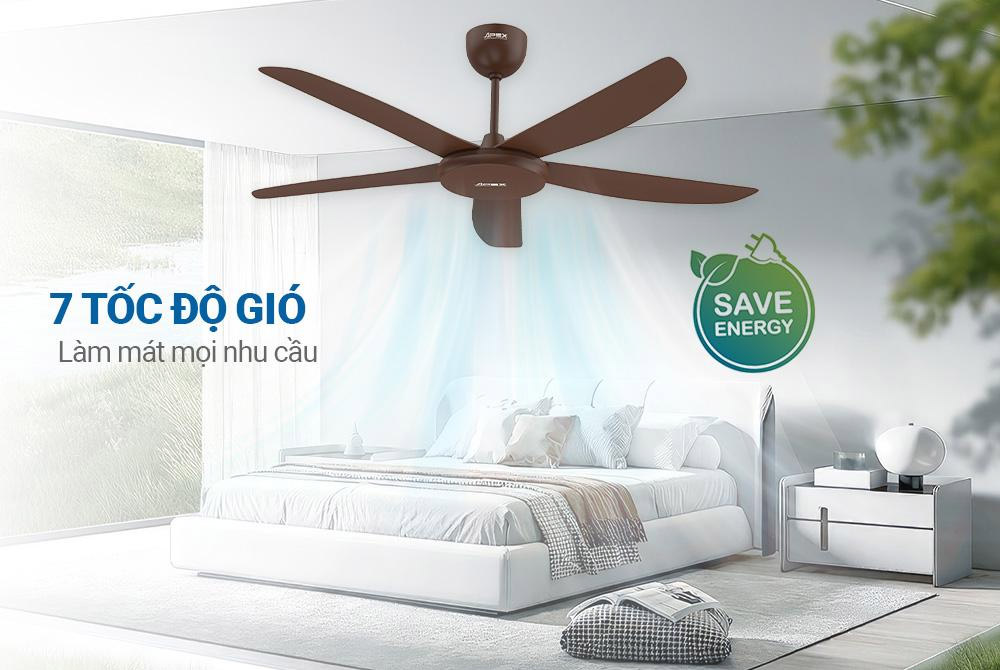 Quạt Trần 5 Cánh Sunhouse Apex APF7665B đáp ứng linh hoạt nhu cầu sử dụng