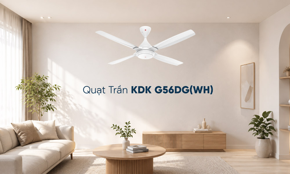 Quạt Trần KDK G56DG(WH) có cánh quạt sợi thủy tinh PPG bền bỉ