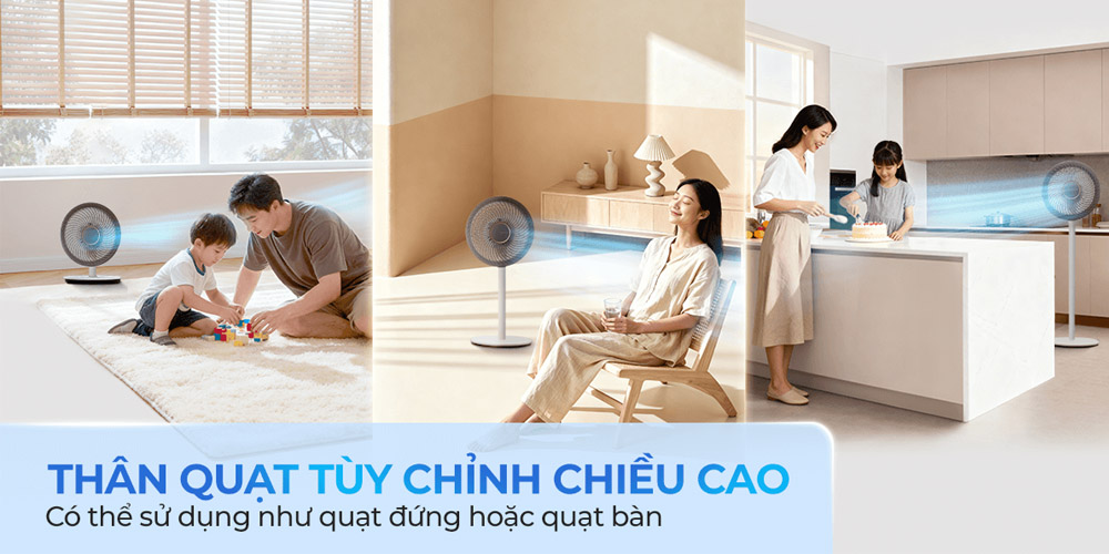 Quạt Tuần Hoàn Sharp PJ-CD227V-W linh hoạt điều chỉnh chiều cao