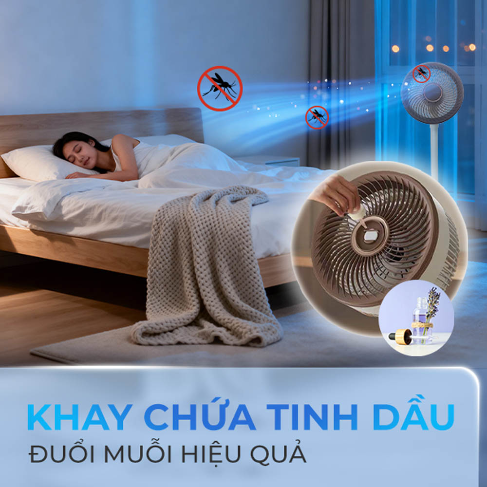 Quạt Tuần Hoàn Sharp PJ-CD227V-W có ngăn chứa tinh dầu thư giãn