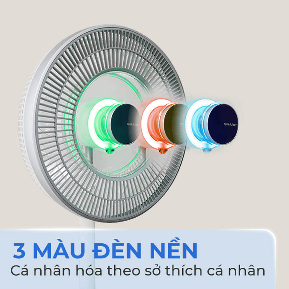 3 màu đền nền cá nhân trên Quạt Tuần Hoàn Sharp PJ-CD404V-W