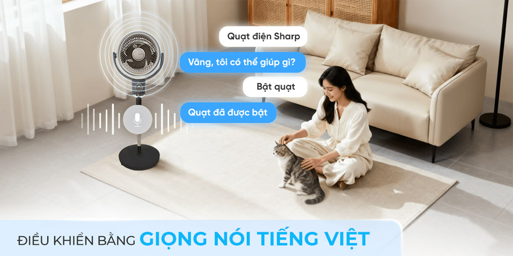 Điều khiển giọng nói với Quạt Tuần Hoàn Sharp PJ-CD433V-H