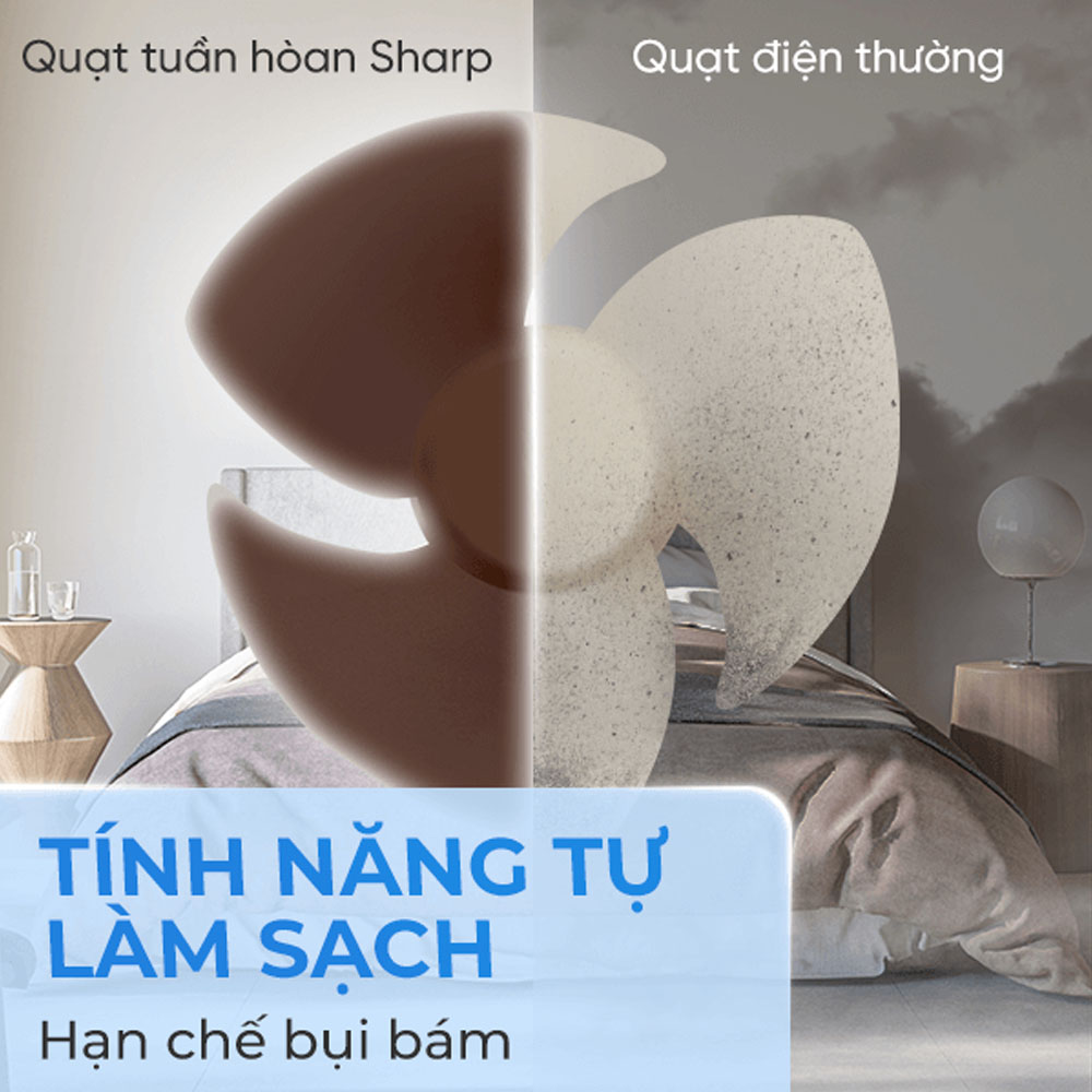 Quạt Tuần Hoàn Sharp PJ-CD433V-H hạn chế bụi bám trên cánh quạt