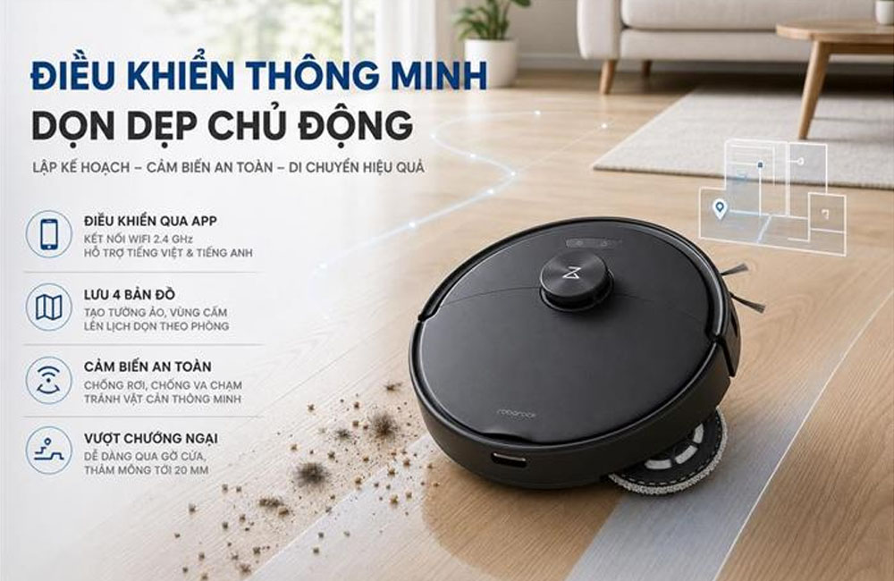 Roborock Qrevo 2 Pro Đen mang đến trải nghiệm tiện nghi