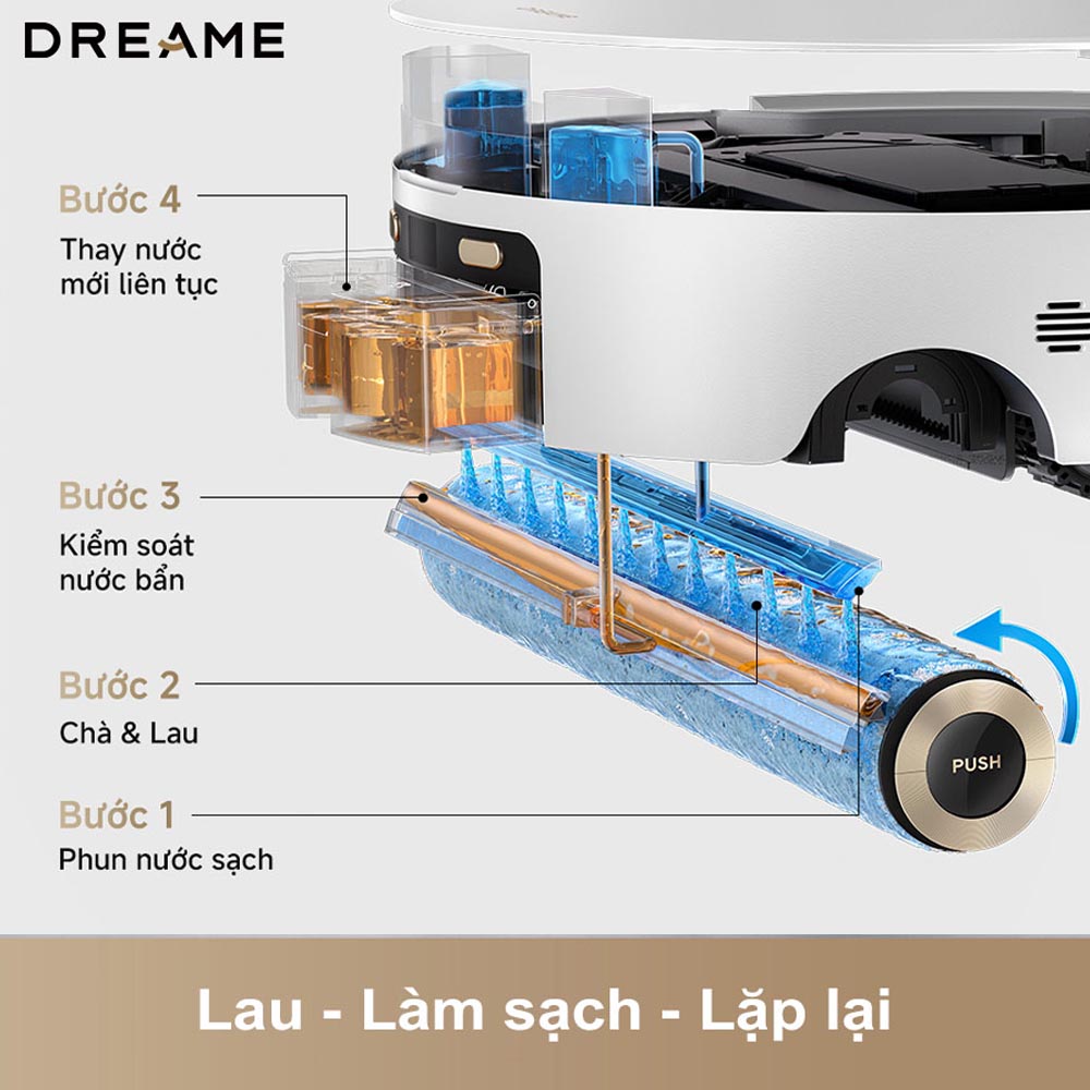Robot Hút Bụi Lau Nhà Dreame Aqua10 Roller vừa lau vừa làm sạch liên tục
