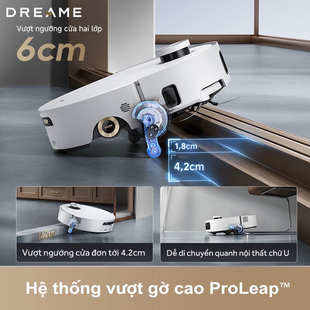 Robot Hút Bụi Dreame Aqua10 Roller có hệ thống vượt gờ cao ProLeap