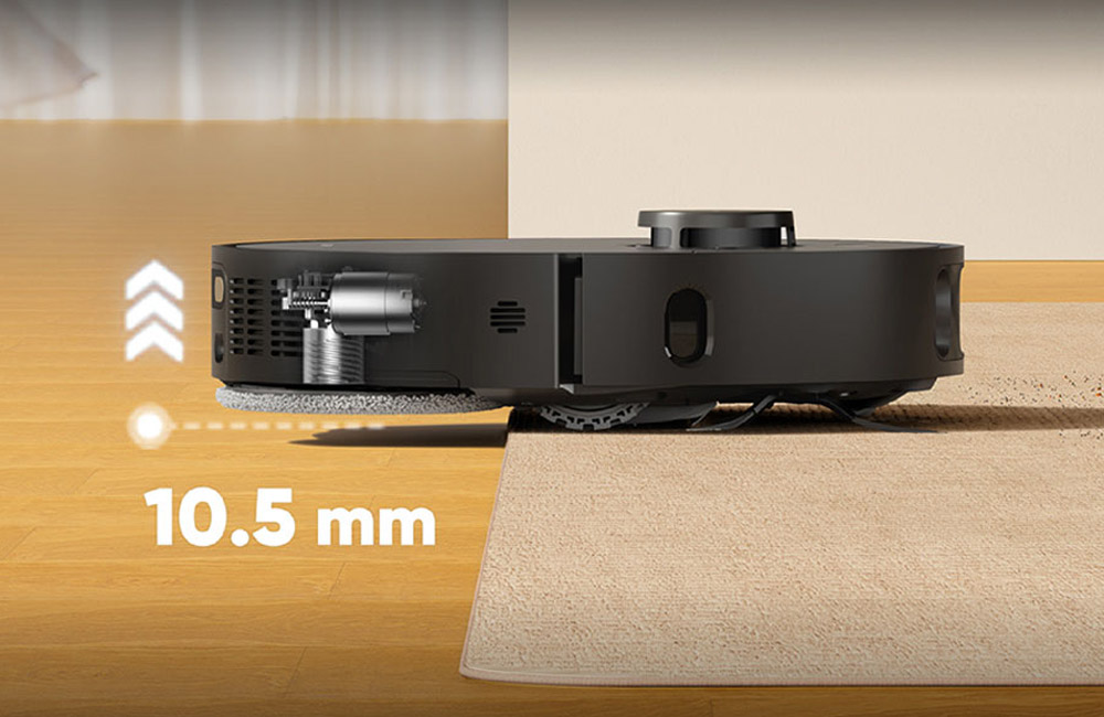 Robot Hút Bụi Dreame D30 Ultra CE nâng giẻ lau 10.5 mm khi gặp thảm