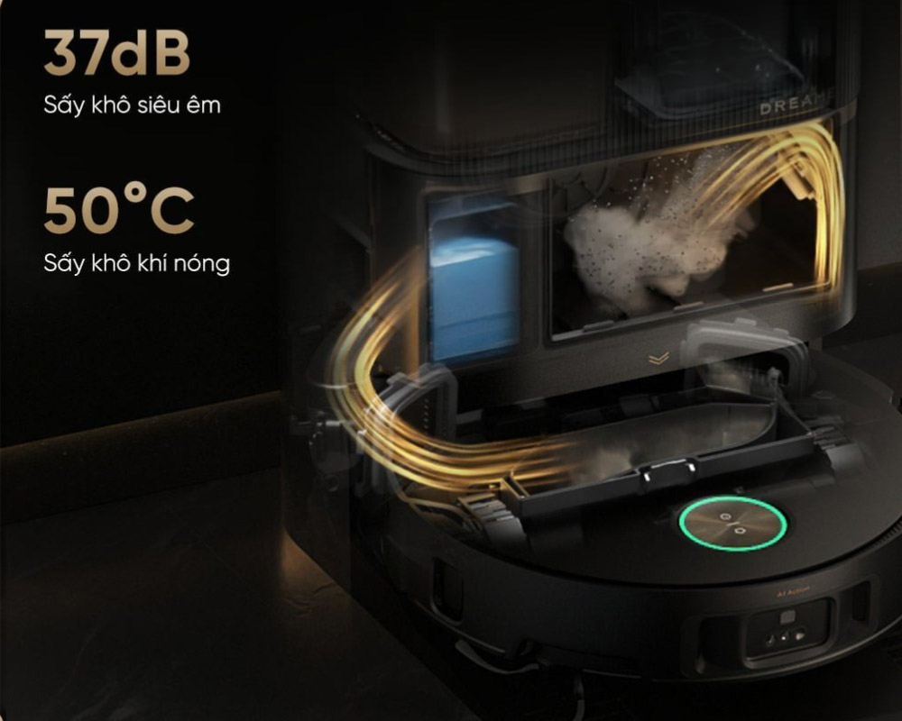 Robot Hút Bụi Dreame X50 Pro Ultra sấy khô bằng khí nóng