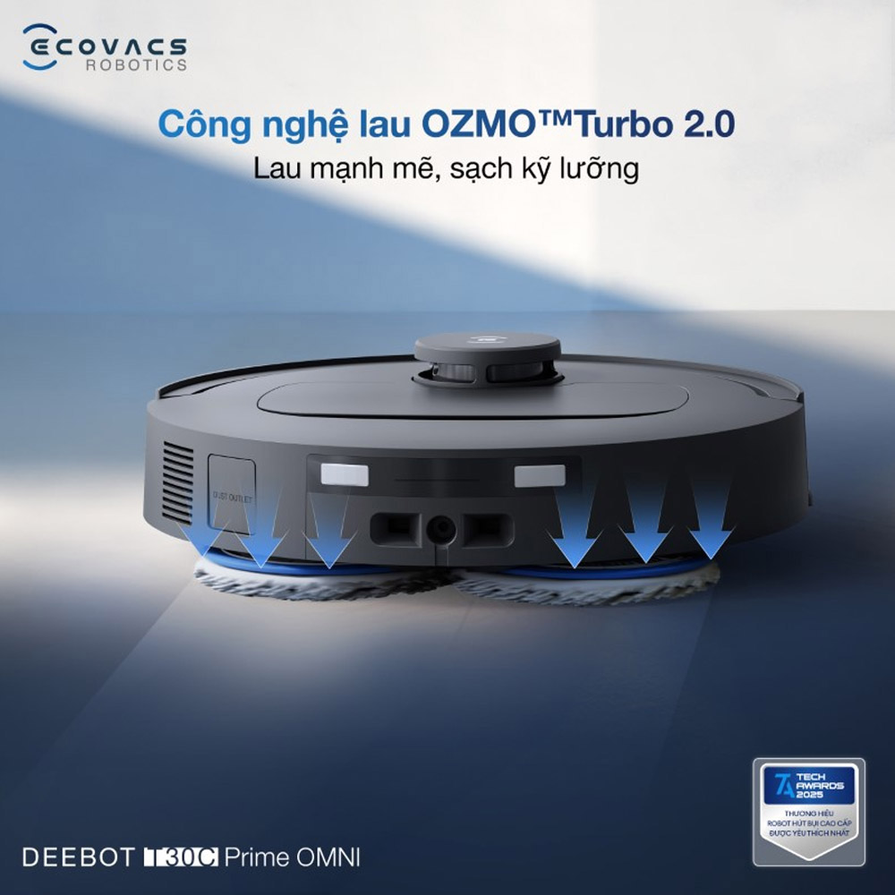 Hệ thống OZMO Turbo 2.0 trên Robot Hút Bụi Ecovacs T30C Prime Omni