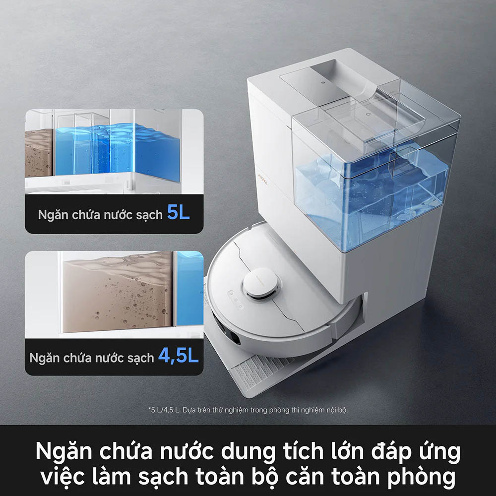 Ngăn chứa nước dung tích lớn làm sạch toàn bộ căn phòng