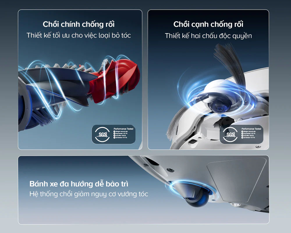 Hệ thống chống rối 3 lớp của Robot Hút Bụi Roborock Qrevo Edge 2