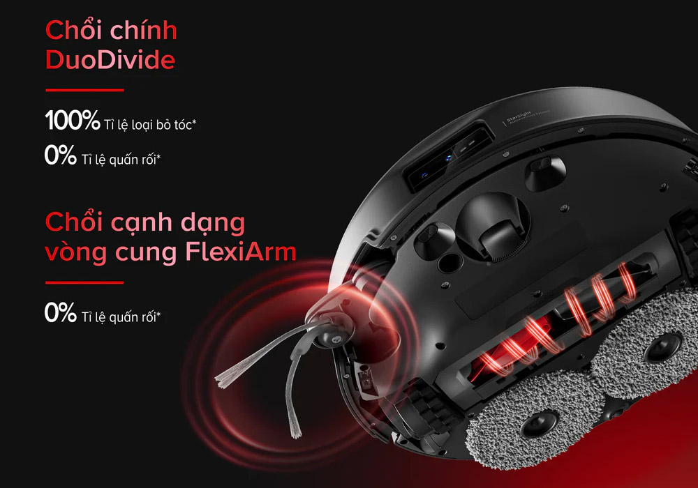 Robot Hút Bụi Roborock Saros 20 có chổi chính DuoDivide và chổi cạnh FlexiArm
