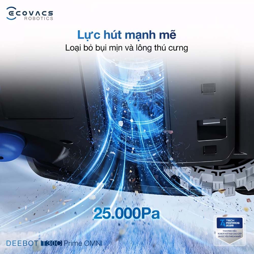 Robot Hút Bụi Thông Minh Ecovacs T30C Prime Omni có lực hút mạnh mẽ