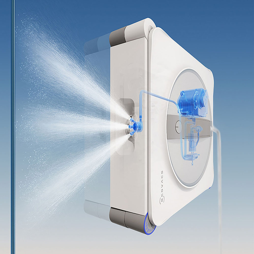 Robot lau kính Ecovacs W2S Omni phân tán nước đều và mạnh mẽ