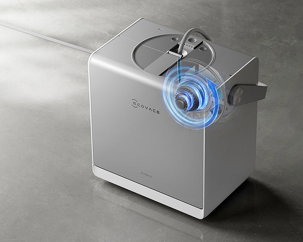 Robot lau kính Ecovacs W2S Omni thu dây gọn gàng sau khi sử dụng