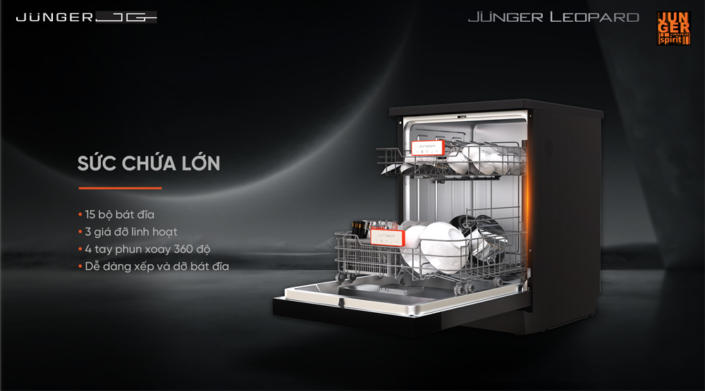 Sức chứa lên đến 15 bộ bát đĩa châu Âu, tương đương 4-5 bữa ăn Việt