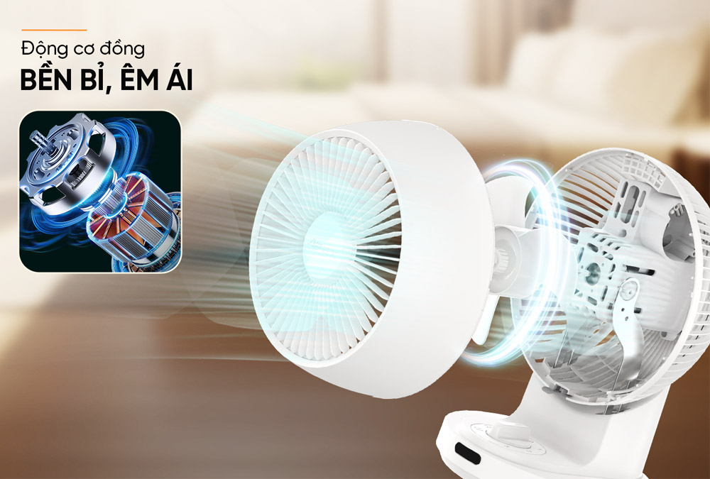 Động cơ đồng giúp quạt vận hành ổn định, bền bỉ