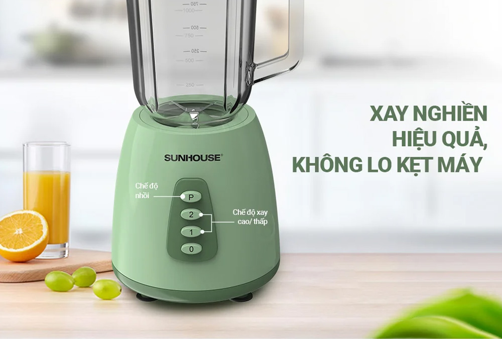 Xay đa dạng nguyên liệu với 2 tốc độ xay và 1 chế độ nhồi