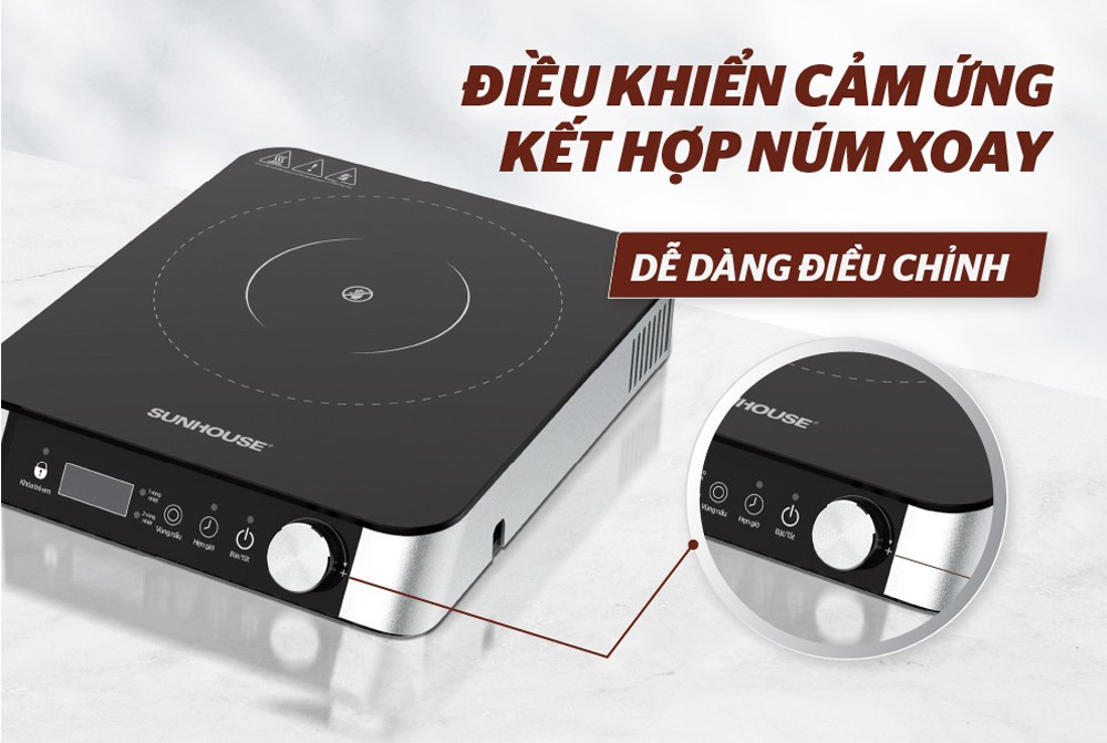 Bảng điều khiển cảm ứng kết hợp núm xoay tiện lợi