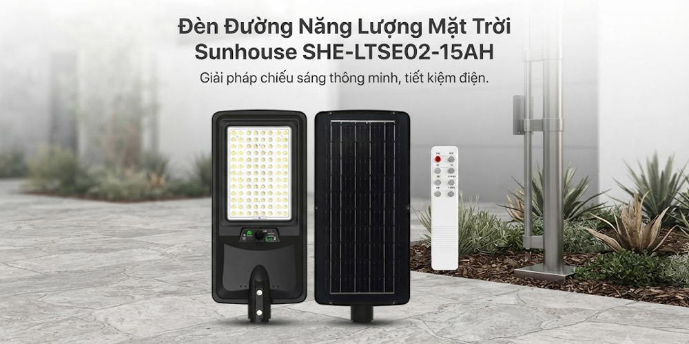 Sunhouse SHE-LTSE02-15AH có thân đèn làm từ nhựa ABS