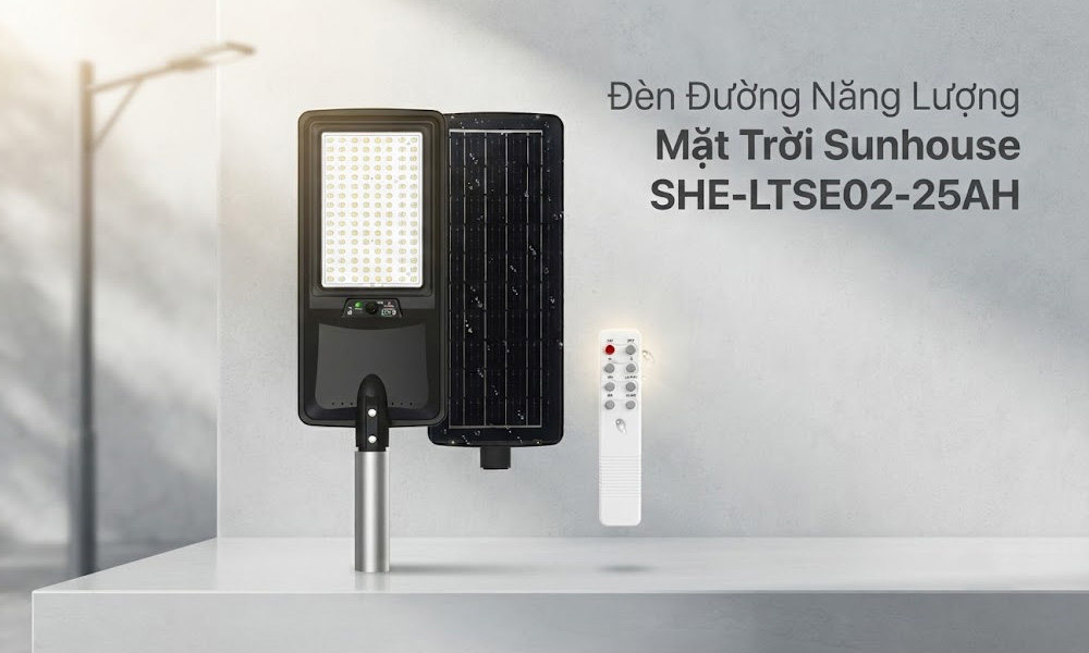 Sunhouse SHE-LTSE02-25AH có thân đèn làm từ nhựa ABS