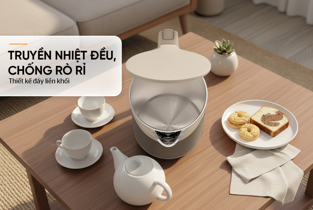 Ấm Siêu Tốc Sunhouse SHD1377 sở hữu thiết kế đáy liền khối