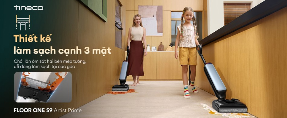Tineco Floor One S9 Artist Prime dễ dàng tiếp cận các góc cạnh