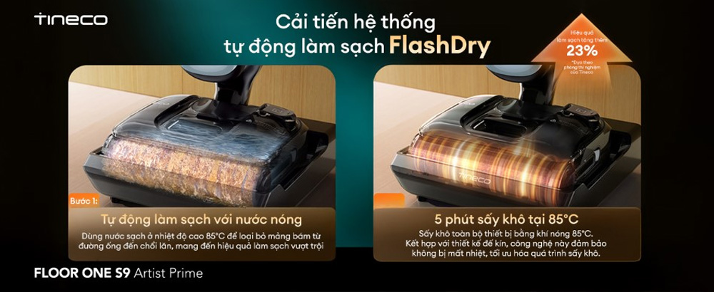 Tineco Floor One S9 Artist Prime có chức năng tự động làm sạch