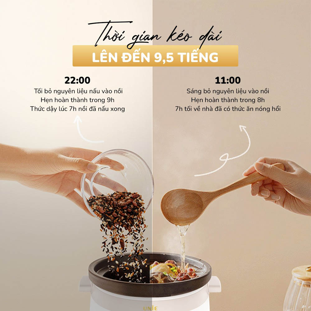 Nồi Kho Hầm Chuyên Dụng Unie USC308 3 Lít hỗ trợ hẹn giờ lên đến 9.5 tiếng