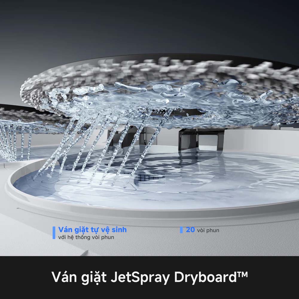 Robot Hút Bụi Lau Nhà Mova E50 Ultra sở hữu ván giặt JetSpray Dryboard™