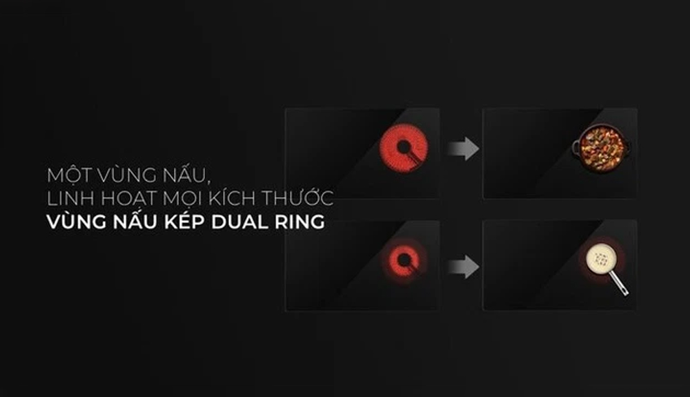 Bếp Điện Từ Teka IBC 72026 MSS (IR) trang bị vùng nấu kép Dual Ring