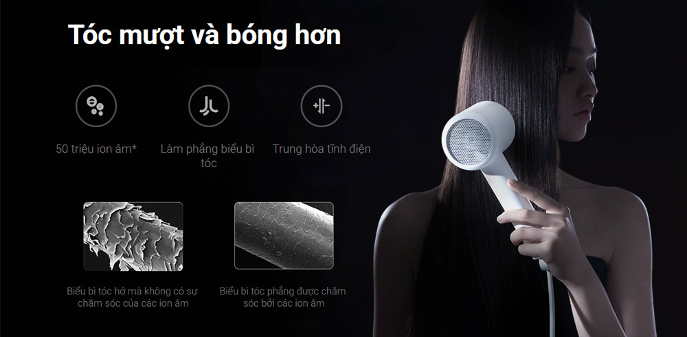 Xiaomi Ionic Hair Dryer H300 EU giảm xơ rối, bảo vệ tóc bóng mượt 