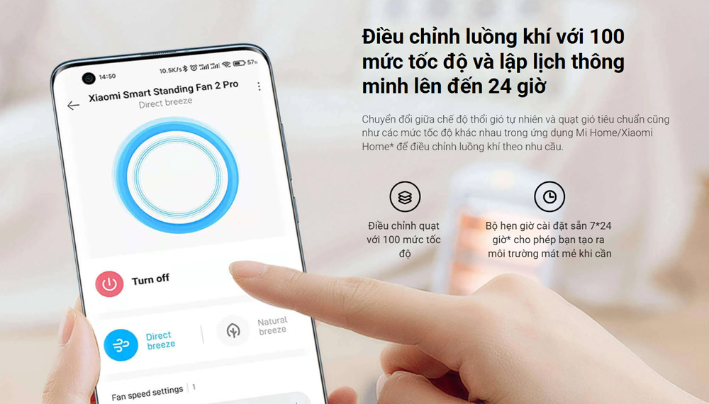 Xiaomi Smart Standing Fan 2 Pro EU hỗ trợ điều khiển qua Mi Home