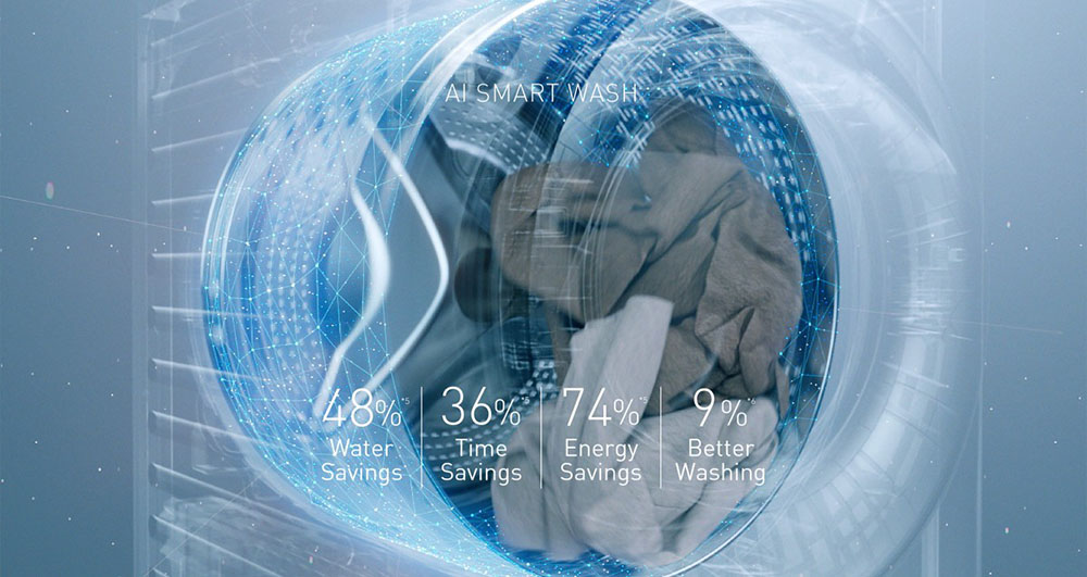 AI Smart Wash tự động nhận diện khối lượng quần áo để tối ưu chu trình giặt
