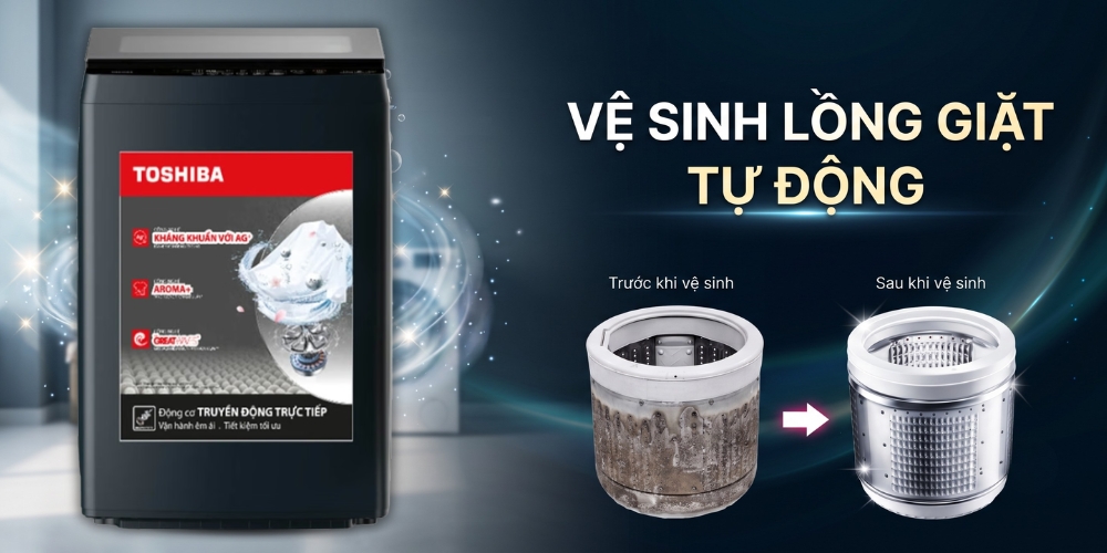 Chức năng vệ sinh lồng giặt trên máy giặt Toshiba AW-T08D1600LV(MK)
