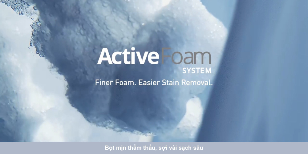 Công nghệ ActiveFoam hòa tan bột giặt thành bọt mịn, thẩm thấu sâu vào từng sợi vải