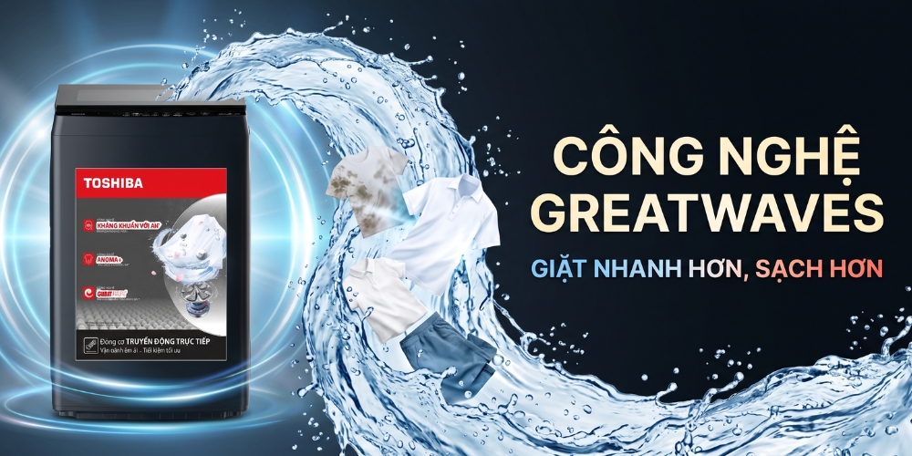 Công nghệ GreatWaves trên máy giặt Toshiba AW-T08D1600LV(MK)