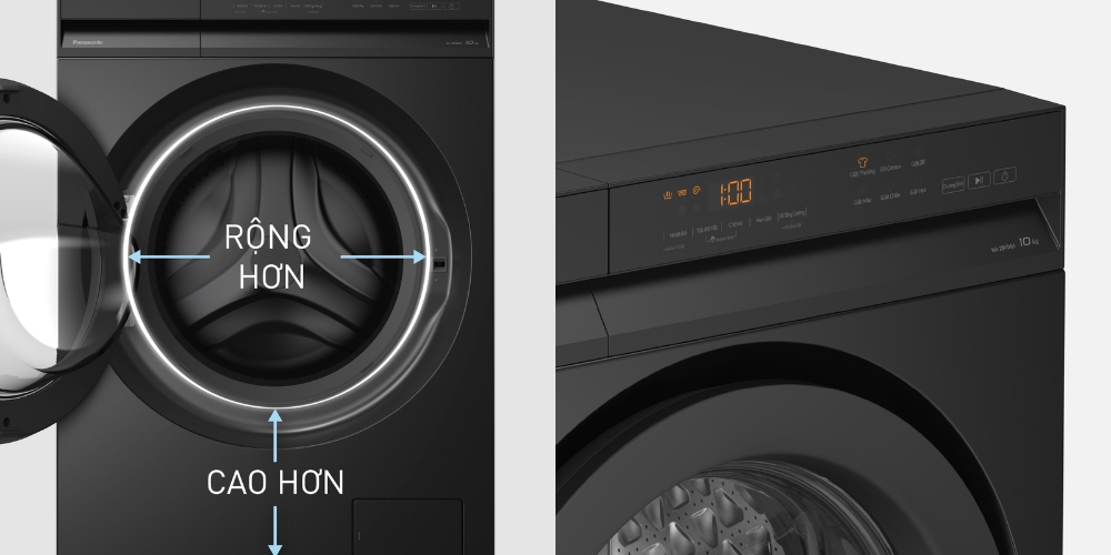Cửa lồng giặt lớn 36cm, giao diện điều khiển thân thiện của máy giặt Panasonic NA-S20DG1BVT