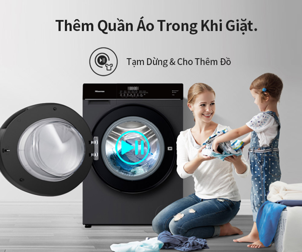 Dễ dàng tạm dừng để thêm quần áo còn sót trong quá trình giặt