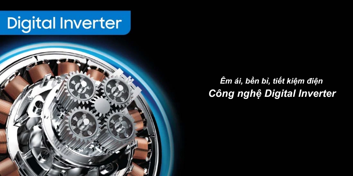 Động cơ Digital Inverter giúp máy giặt sấy WD12BB944DGHSV hoạt động êm ái, tiết kiệm điện