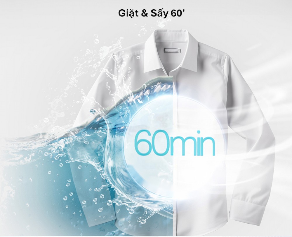 Hisense WD120I142VKL giặt sấy nhanh 60 phút