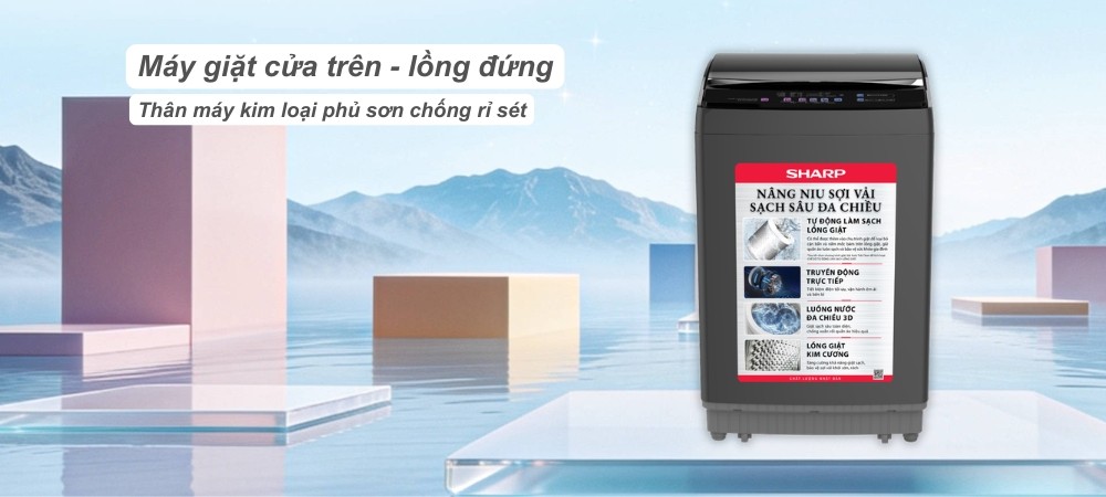 Máy Giặt 14 Kg ES-TN141ED-DG màu xám đậm, thiết kế hiện đại
