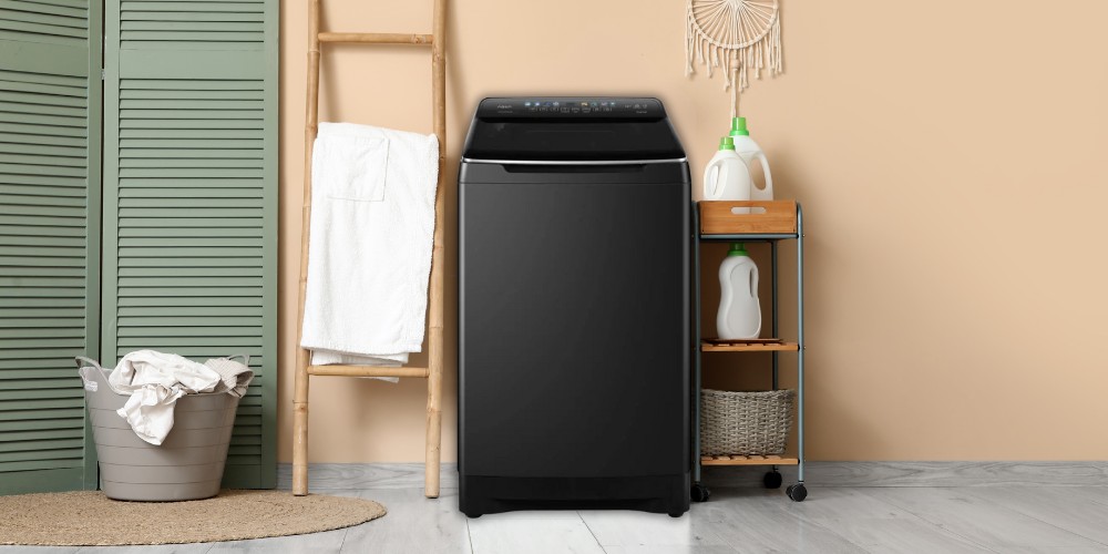 Máy giặt Aqua AWM10-B2158L(B) thiết kế cửa trên lồng đứng hiện đại, dễ sử dụng