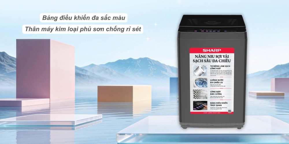 Máy Giặt ES-TN121EN-DG màu xám đậm, thiết kế hiện đại