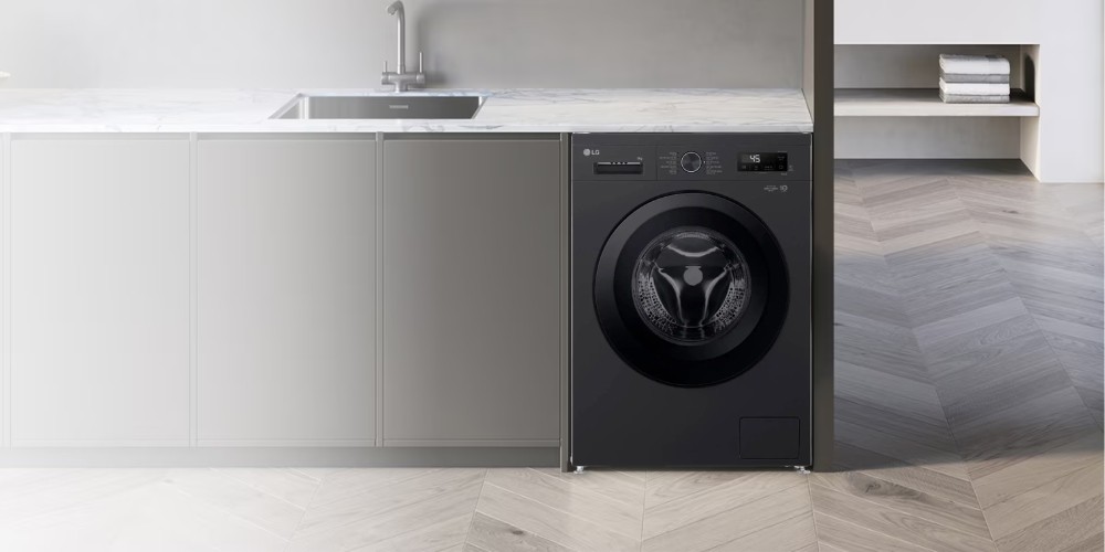 Máy giặt LG FB1209S5O thiết kế cửa trước, màu đen bóng