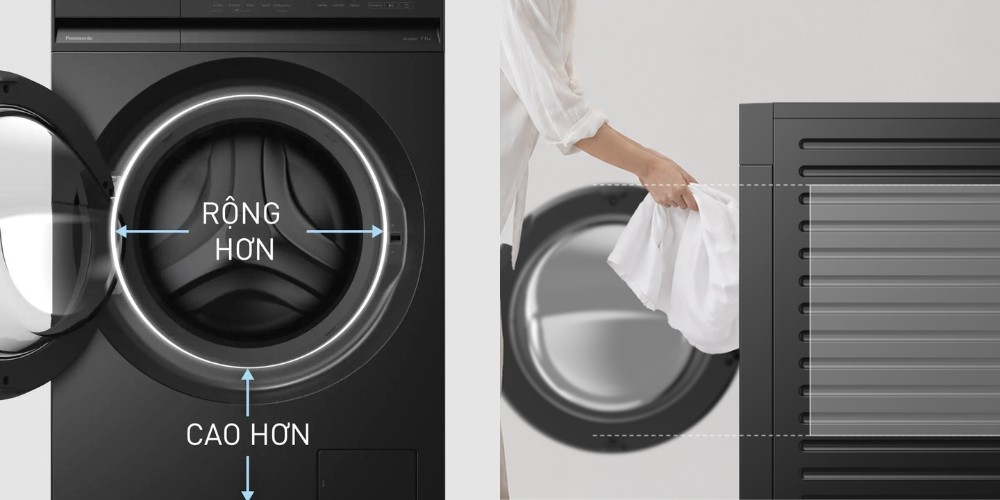Máy giặt Panasonic NA-22VDG1BVT với cửa lồng giặt 36cm