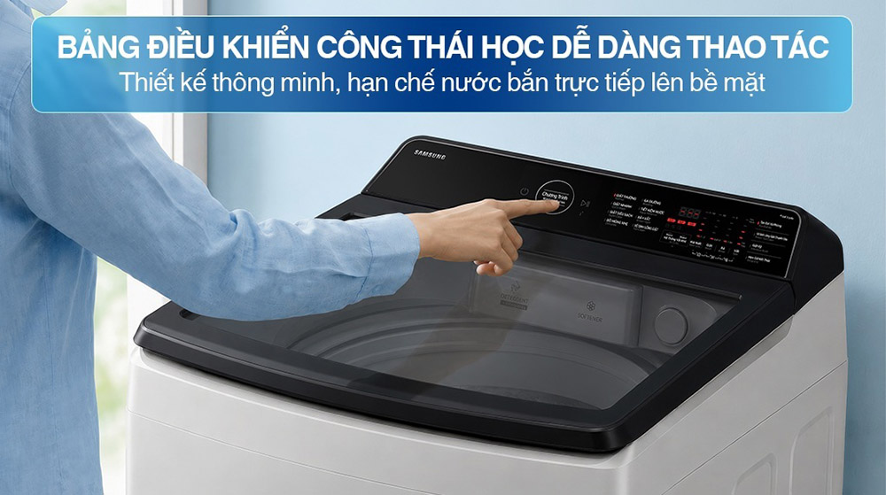 Máy Giặt Samsung WA40F12E4LSV bảng điều khiển công thái học