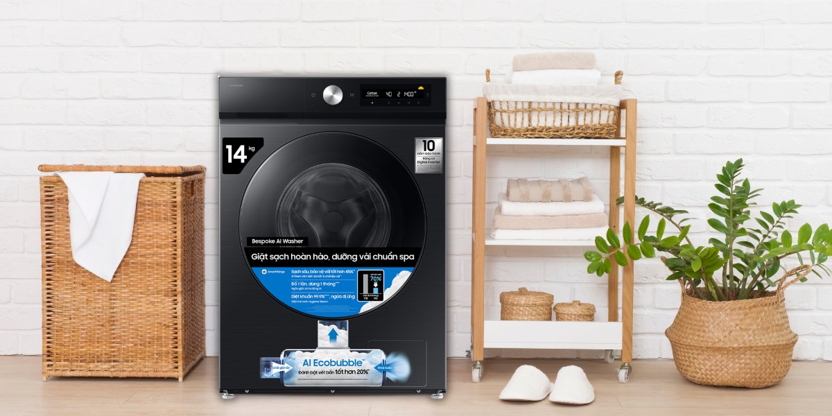 Máy Giặt Samsung WW14BB944DGBSV có thiết kế cửa trước quen thuộc
