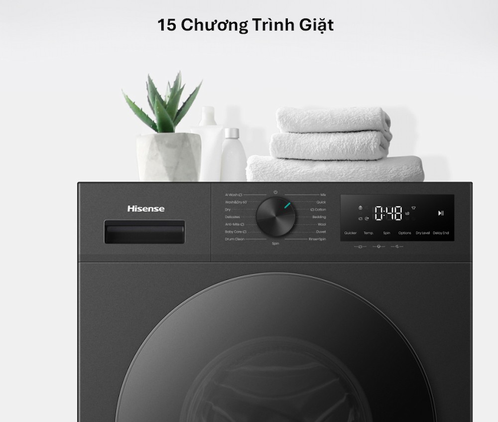 Máy Giặt Sấy 12/8 Kg WD120I142VKL với 15 chương trình giặt
