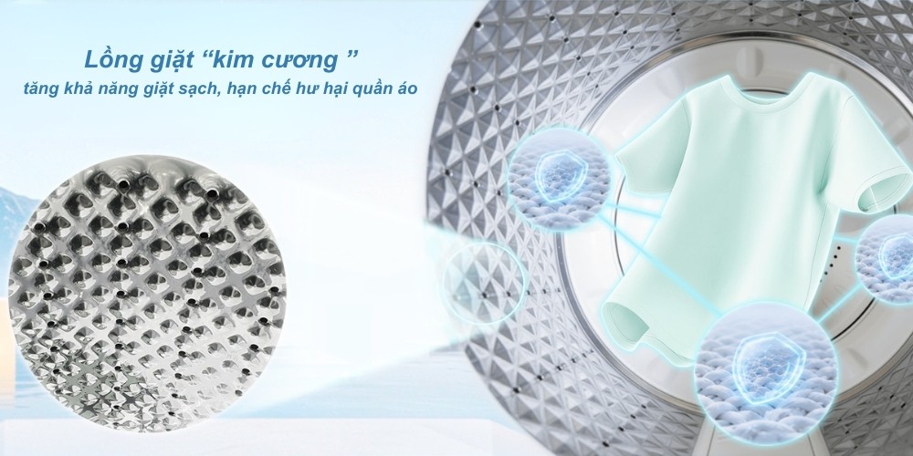 Máy Giặt Sharp ES-TN181ED-DG trang bị lồng giặt kim cương